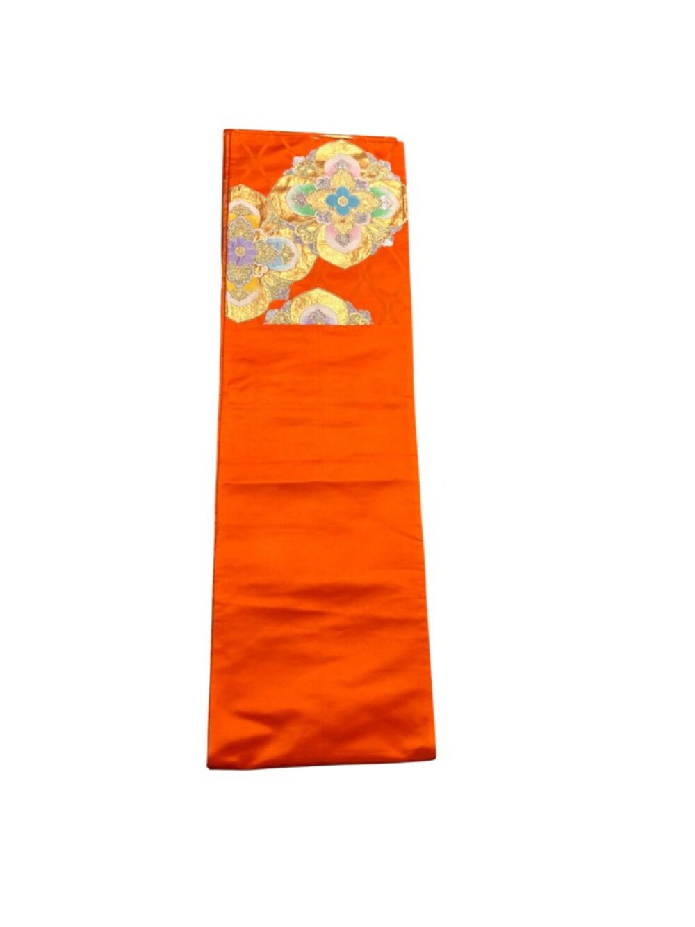 Pier 1 Imports Orange & Gold Embroidered Floral Table Runner 13x36
